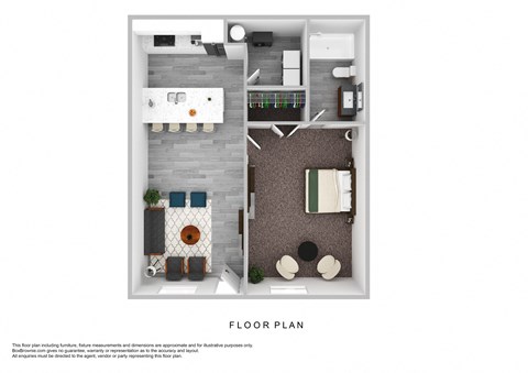 floor plan of 1 bedroom floor plan with closet